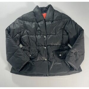 J.Crew Alps Puffer Jacket Black Signature Shawl Collar Coat Primaloft Sz L
